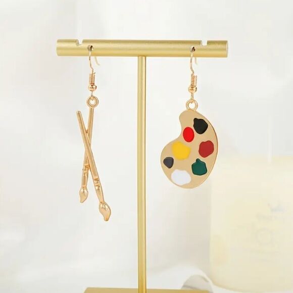 Paint earrings brush and Pallete for artist art teacher gifts - Picture 1 of 4